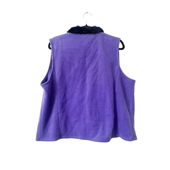 Bob Mackie Wearable Art Purple Embroidered Vest Fur Trim Size 1X - Picture 3 of 3